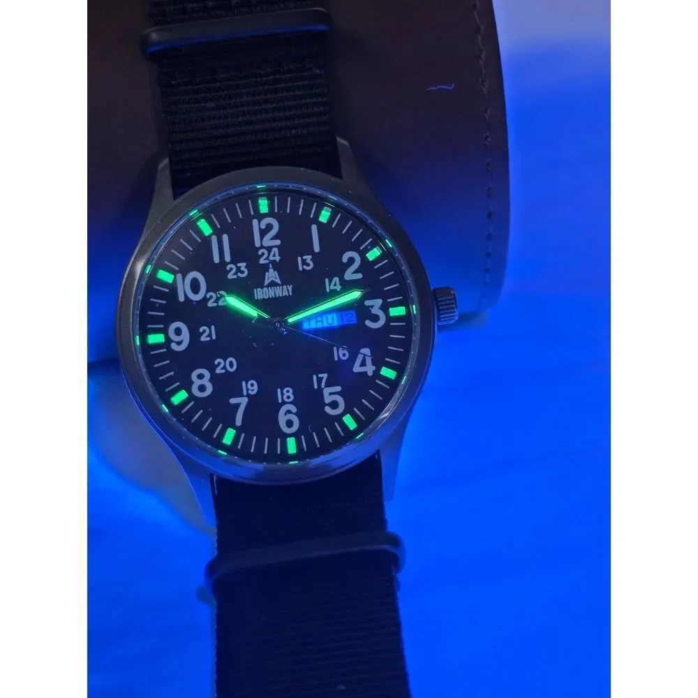 Ironway 41mm Military Field Watch, Black Dial, Japanese Quartz (New w/ ABS Case)